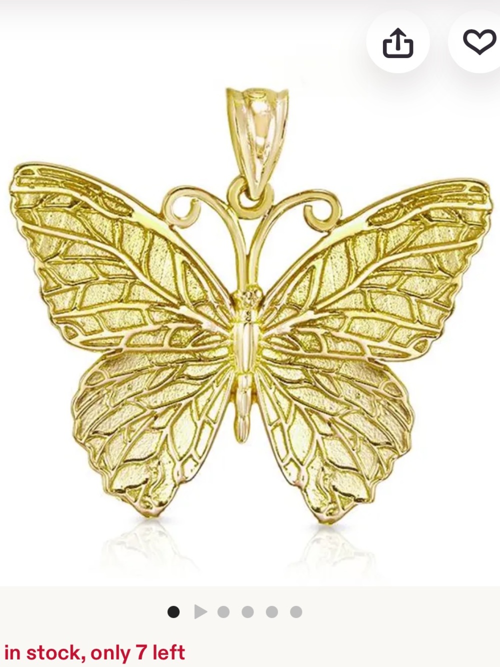 14k solid Gold Butterfly Pendant Necklace - Women Jewelry - Picture 5 of 7
